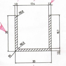 Profil aluminiowy 20x20x2500 mm w kształcie litery U - Ceownik